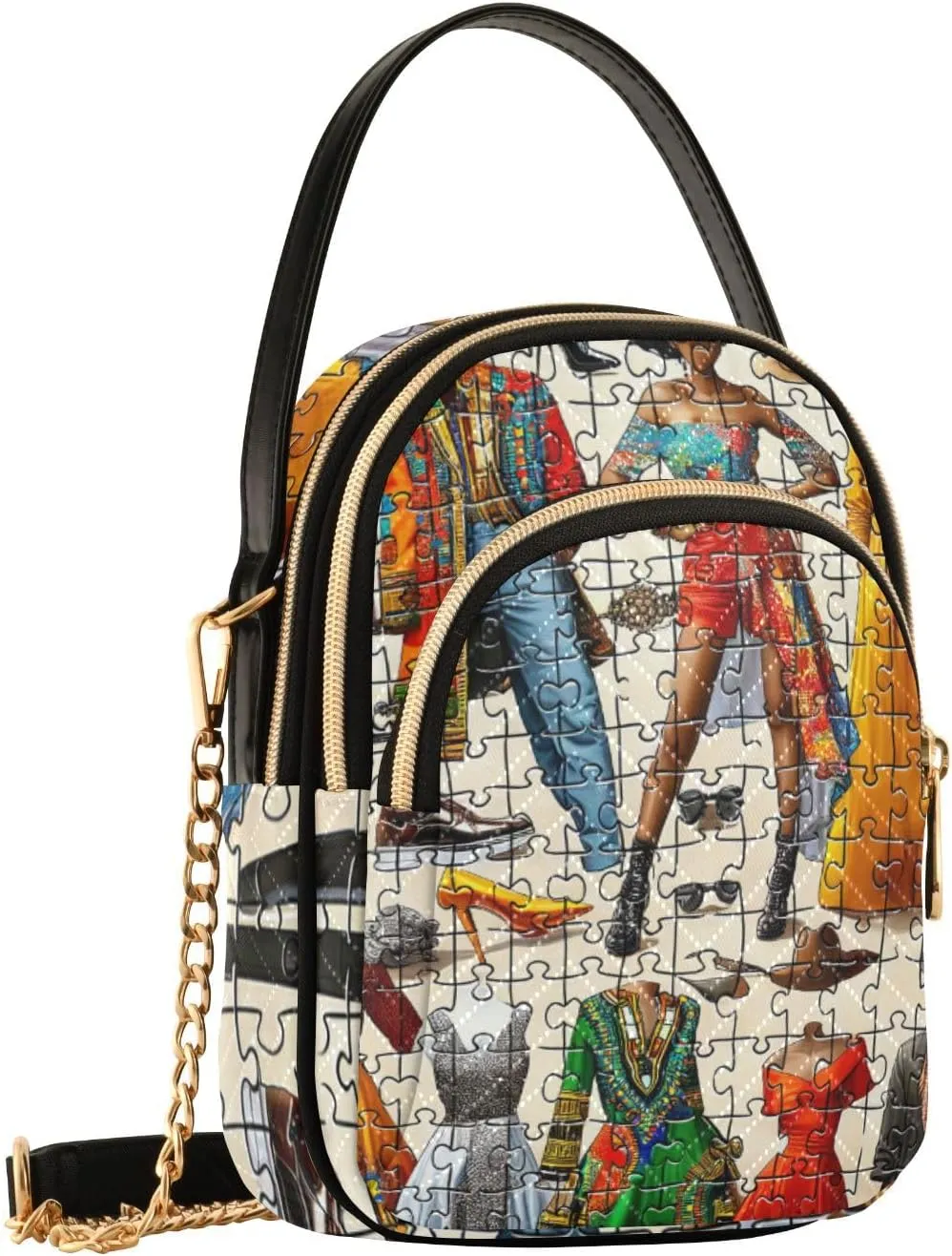 Hand Drawn Pizza Women's Crossbody Sling Handbags, Zipper Shoulder Bag, Fall Crossbody Purse
