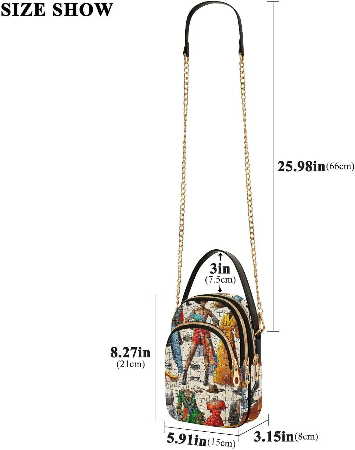 Hand Drawn Pizza Women's Crossbody Sling Handbags, Zipper Shoulder Bag, Fall Crossbody Purse