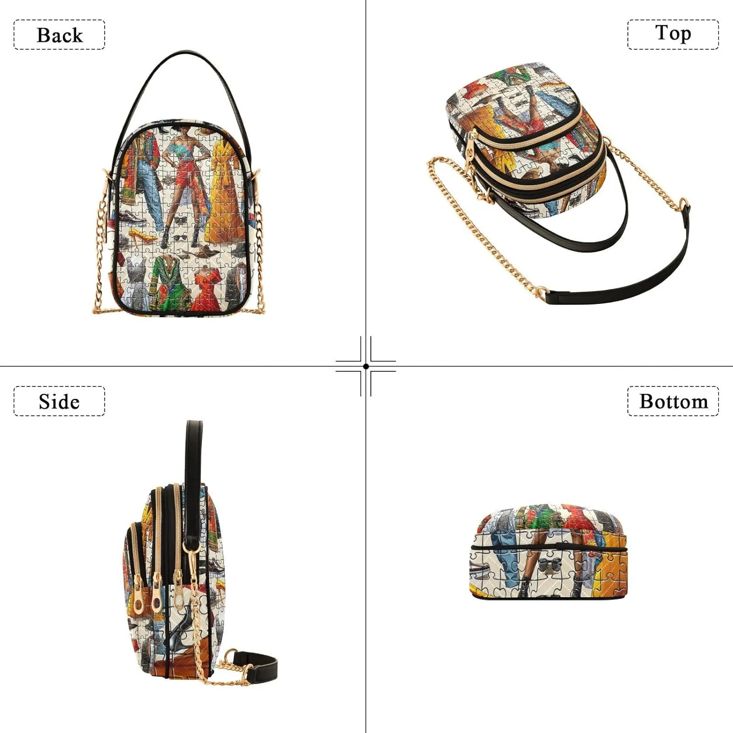 Hand Drawn Pizza Women's Crossbody Sling Handbags, Zipper Shoulder Bag, Fall Crossbody Purse
