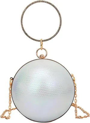 Handbag Spherical Small Round Bag Women's Shoulder Bag Laser Shining Fashion Dinner Bag Handheld Chain Clip Women's Bag