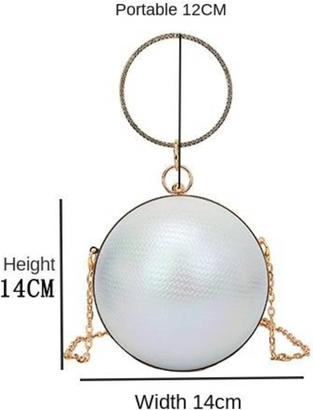 Handbag Spherical Small Round Bag Women's Shoulder Bag Laser Shining Fashion Dinner Bag Handheld Chain Clip Women's Bag