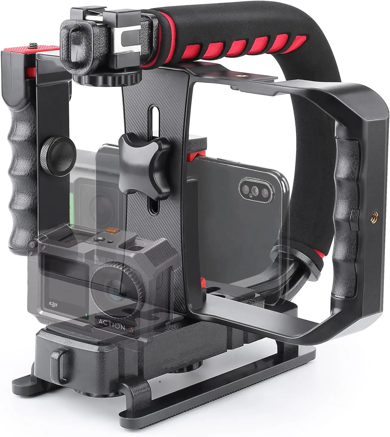 Handheld Stabilizer with Smartphone Video Rig, Video Action Handhels Rig for All Camera Action Camera Camcorder and Smartphones ﻿