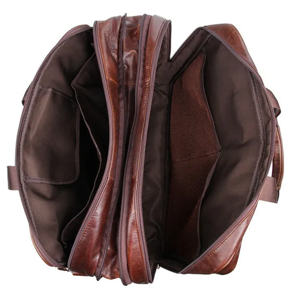 Handmade Top Grain Leather Briefcase Messenger Bag Men's Business Laptop Bag
