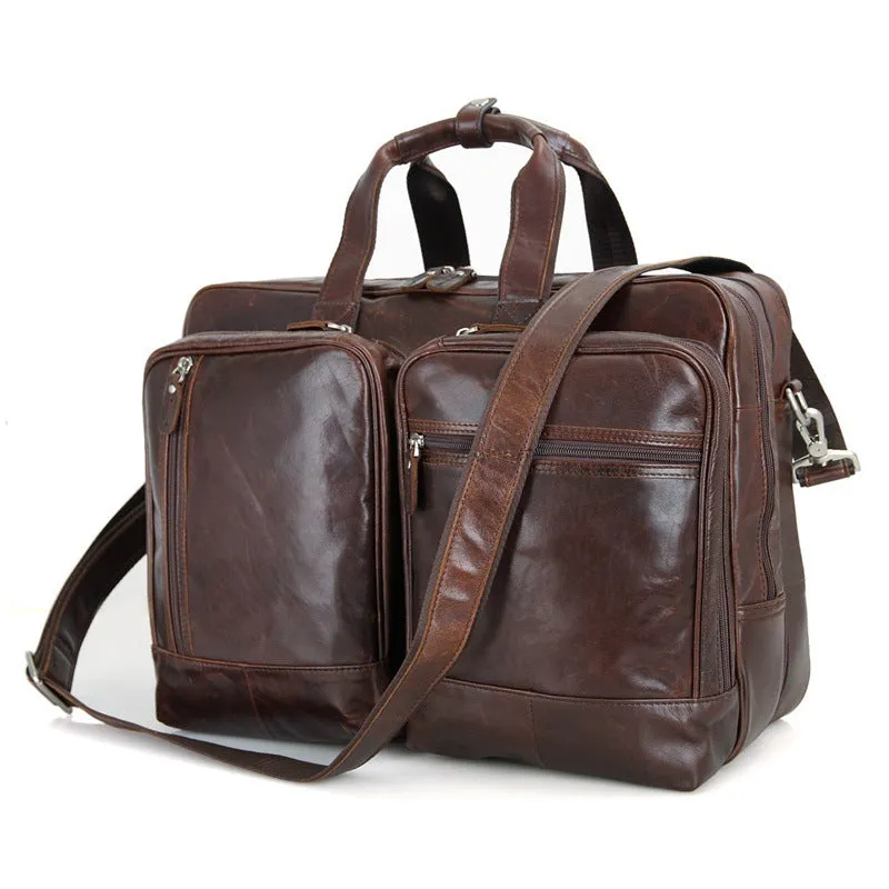 Handmade Top Grain Leather Briefcase Messenger Bag Men's Business Laptop Bag