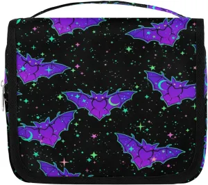 Hanging Toiletry Bag Gothic Bat Halloween Women Travel Makeup Bag Organizer Toiletries Bag for Travel Size Essentials Accessories Cosmetics