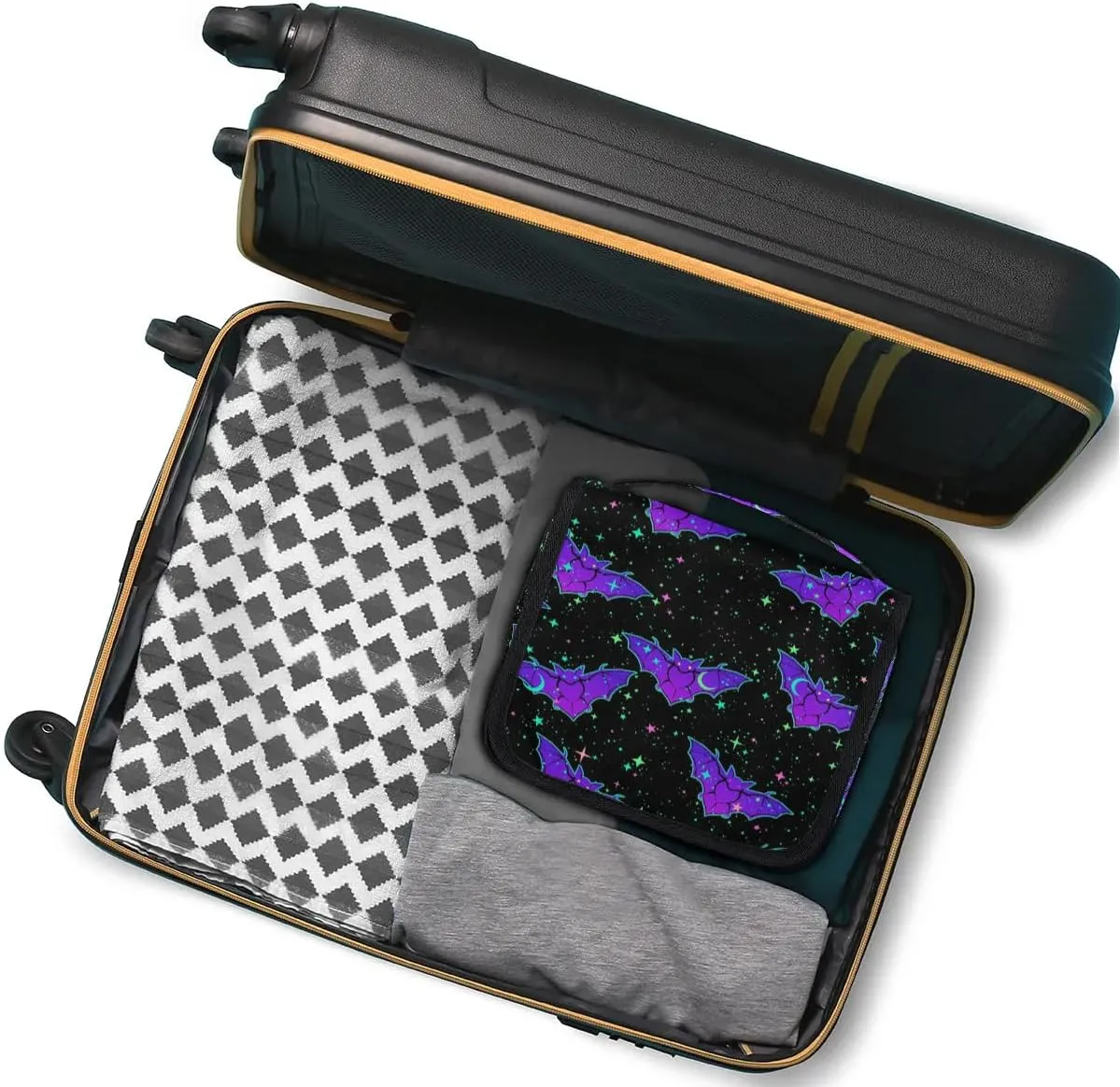 Hanging Toiletry Bag Gothic Bat Halloween Women Travel Makeup Bag Organizer Toiletries Bag for Travel Size Essentials Accessories Cosmetics