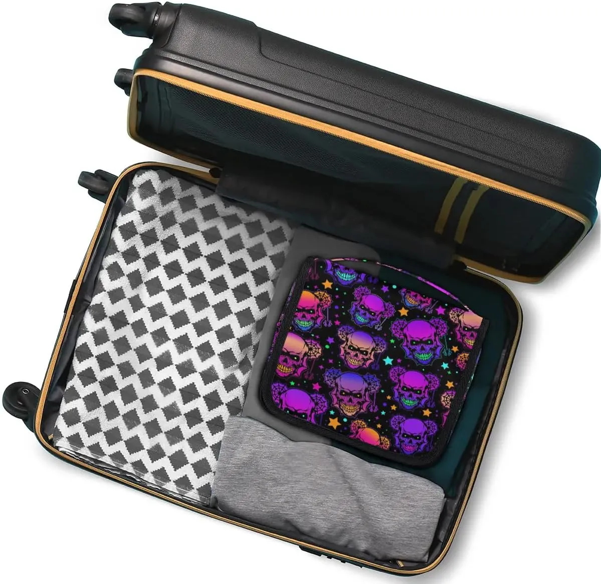 Hanging Toiletry Bag Halloween Skeleton Women Travel Makeup Bag Organizer Toiletries Bag for Travel Size Essentials Accessories Cosmetics