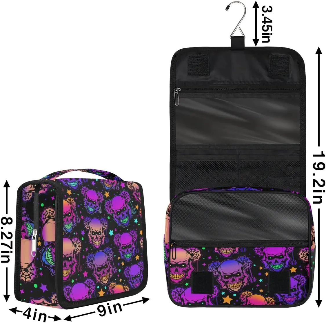 Hanging Toiletry Bag Halloween Skeleton Women Travel Makeup Bag Organizer Toiletries Bag for Travel Size Essentials Accessories Cosmetics