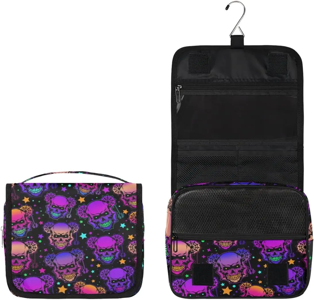 Hanging Toiletry Bag Halloween Skeleton Women Travel Makeup Bag Organizer Toiletries Bag for Travel Size Essentials Accessories Cosmetics
