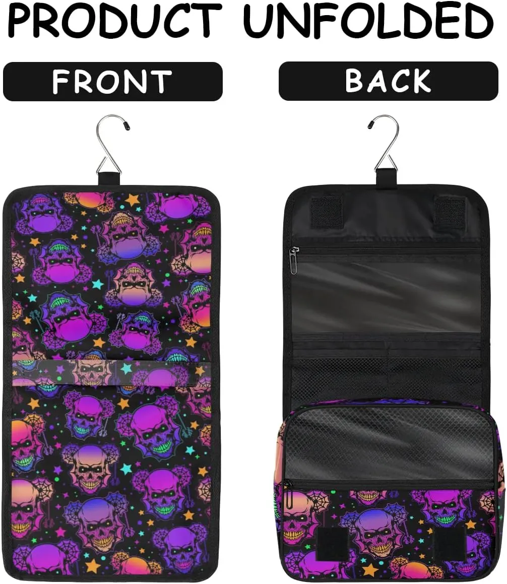 Hanging Toiletry Bag Halloween Skeleton Women Travel Makeup Bag Organizer Toiletries Bag for Travel Size Essentials Accessories Cosmetics