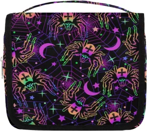 Hanging Toiletry Bag Halloween Spider Women Travel Makeup Bag Organizer Toiletries Bag for Travel Size Essentials Accessories Cosmetics
