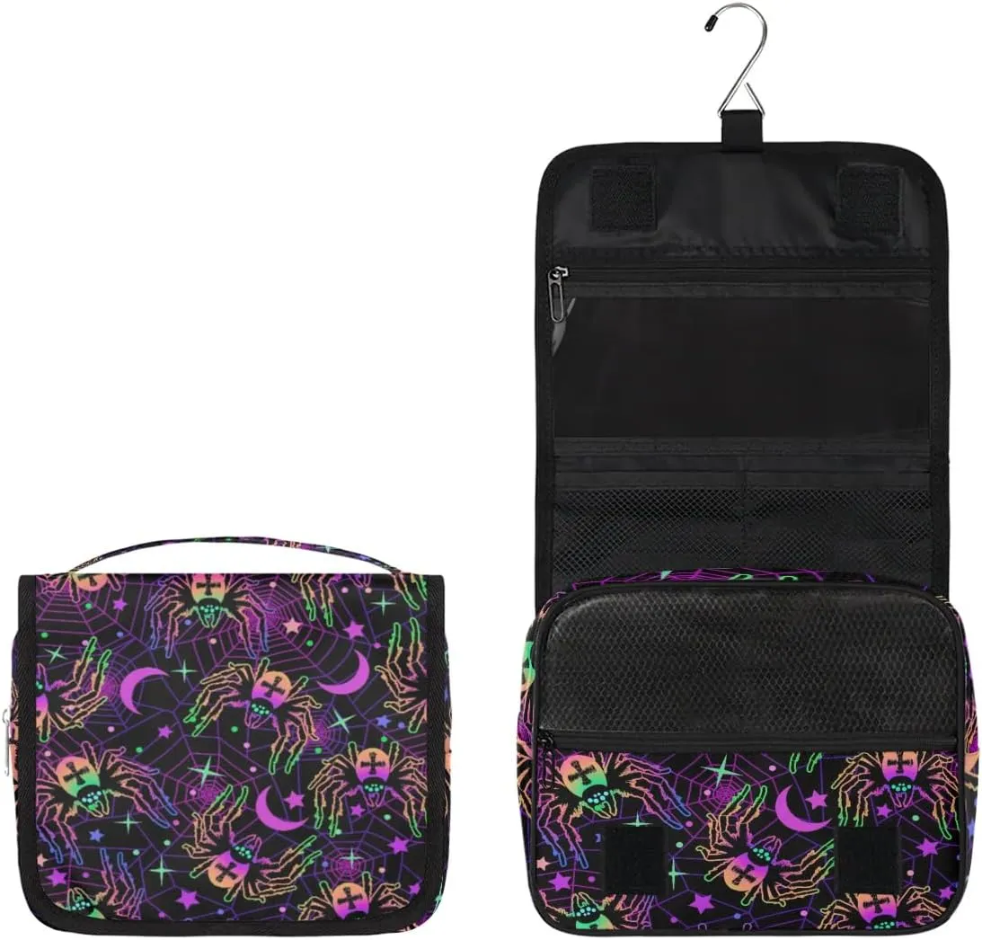 Hanging Toiletry Bag Halloween Spider Women Travel Makeup Bag Organizer Toiletries Bag for Travel Size Essentials Accessories Cosmetics