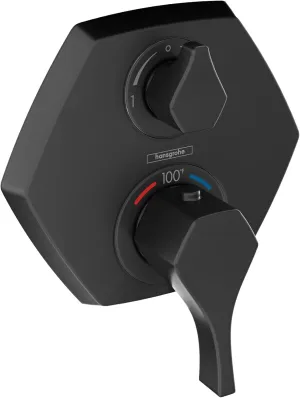 hansgrohe Locarno Transitional 2-Handle 7-inch Wide Thermostatic Shower Trim for Rough-in Valve with Diverter in Matte Black, 04820670