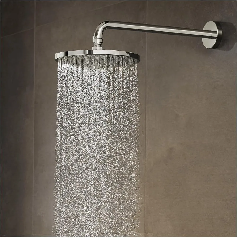 hansgrohe Raindance S Complete Shower System Shower Set 3-Spray PowderRain, Rain, and Massage Volume and Auto Temperature Control in Brushed Nickel, Rough and Shower Valve Included 2.5 GPM, 04915820