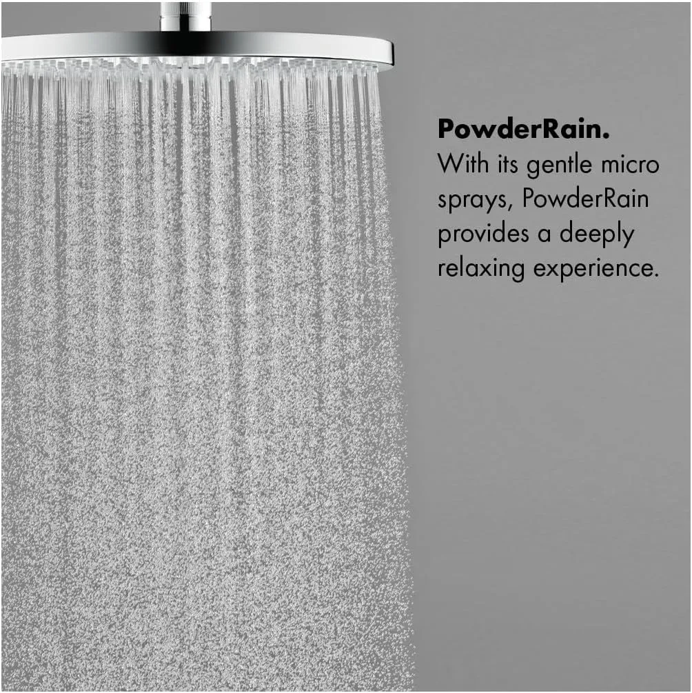hansgrohe Raindance S Complete Shower System Shower Set 3-Spray PowderRain, Rain, and Massage Volume and Auto Temperature Control in Brushed Nickel, Rough and Shower Valve Included 2.5 GPM, 04915820