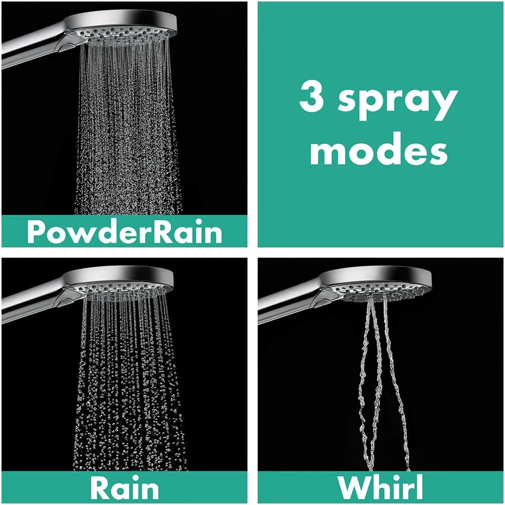 hansgrohe Raindance S Complete Shower System Shower Set 3-Spray PowderRain, Rain, and Massage Volume and Auto Temperature Control in Brushed Nickel, Rough and Shower Valve Included 2.5 GPM, 04915820