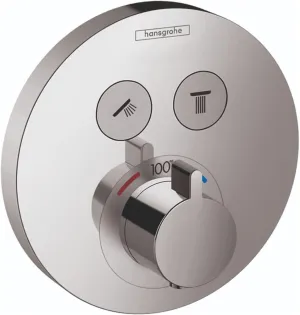 hansgrohe ShowerSelect S Modern Minimalist Auto Temperature Control 1-Handle 6-inch Wide Thermostatic Shower Trim for Rough-in Valve with Diverter in Chrome, 15743001,Small