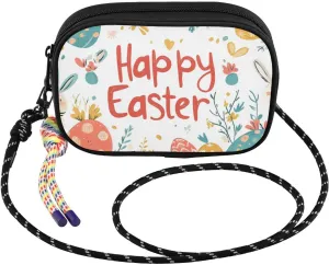 Happy Easter Eggs Crossbody Bags for Women Cell Phone Purses Women's Shoulder Handbag Wallet Purse with Rope Pendant