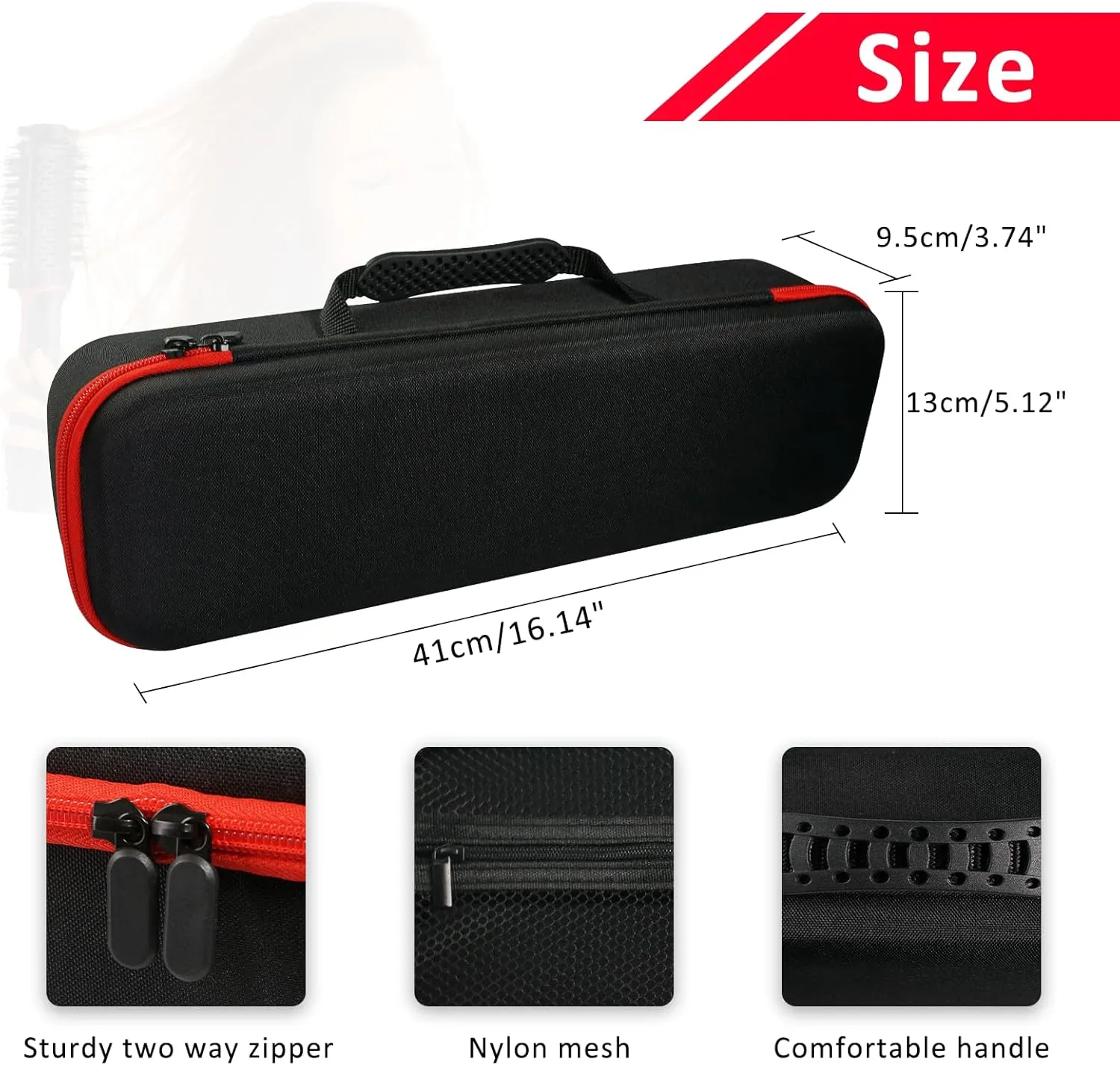 Hard Carrying Case for Revlon Hair Dryer Brush Original 1.0/Plus 2.0,Portable Travel Storage Bag Compatibility with All Brand Hot Tools Volumizer Hot Air Brush (Red)