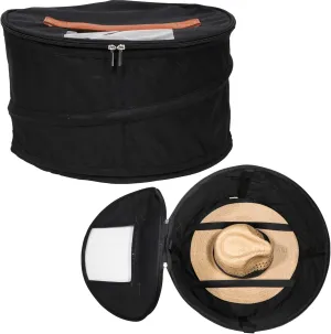 Hat Storage Box | Stuffed Animal Toy Storage | Stackable Round Pop-up Container | Travel Hat Boxes for Women & Men | Closet Organizer w Lid | Dust Cover Cowboy Sun Beach Hats (Black, 1 Pack)
