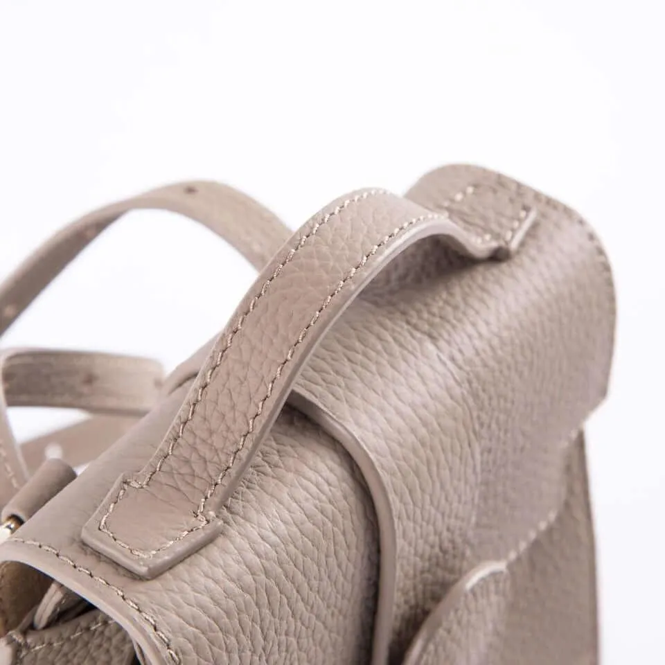 Hazel Mini Commuter Backpack | Handbag | Crossbody Bag in Leather _ Grey