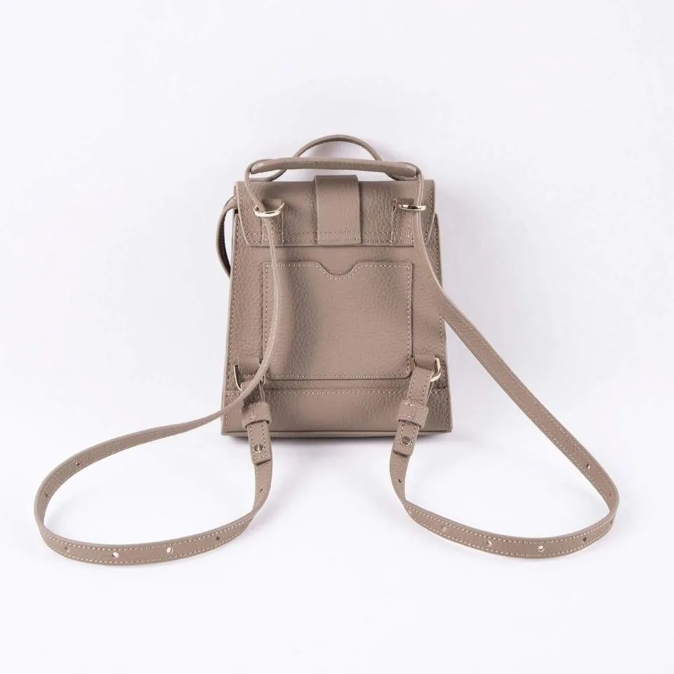 Hazel Mini Commuter Backpack | Handbag | Crossbody Bag in Leather _ Grey