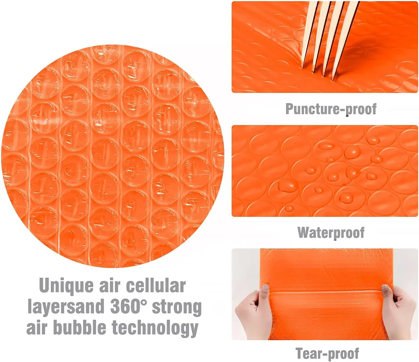 HBlife 50Pcs Bubble Mailers, 6x10 Inches Self Seal Orange Poly Mailers, Padded Envelopes Shipping Bags Packaging for Small Business