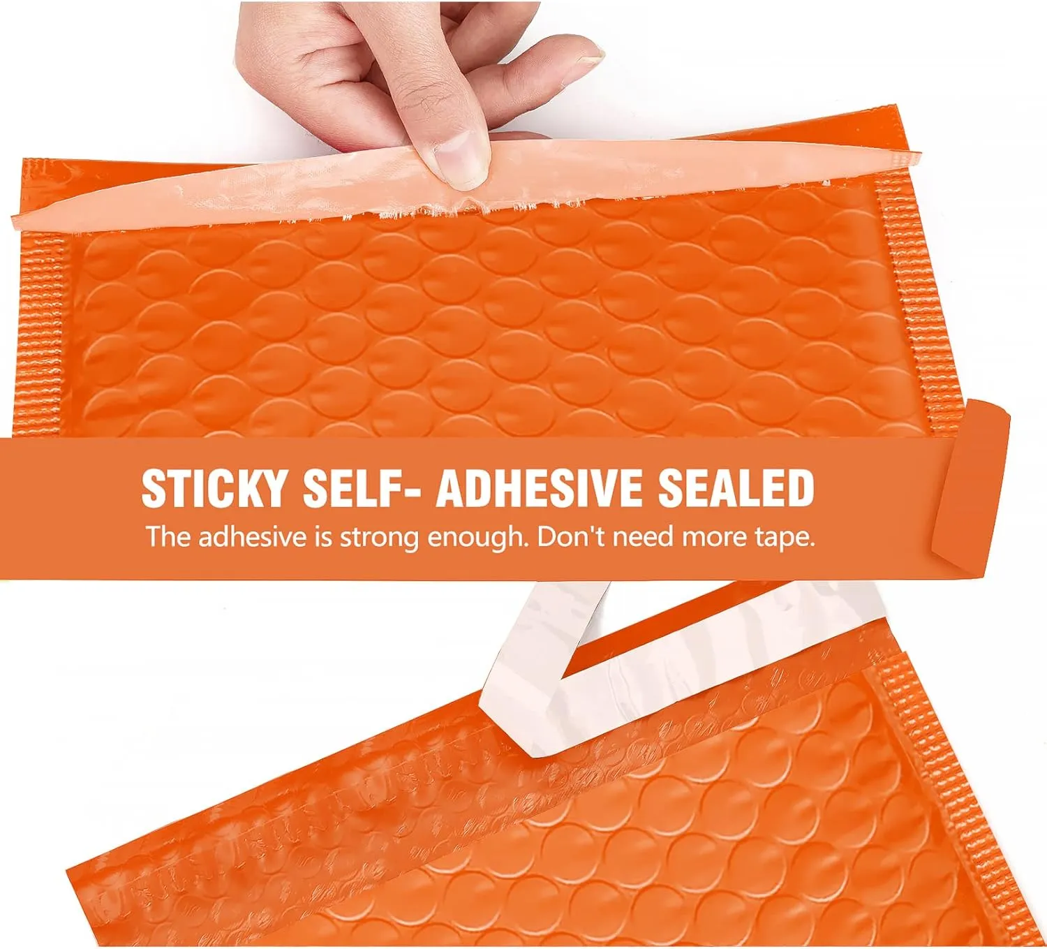 HBlife 50Pcs Bubble Mailers, 6x10 Inches Self Seal Orange Poly Mailers, Padded Envelopes Shipping Bags Packaging for Small Business
