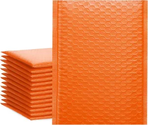 HBlife 50Pcs Bubble Mailers, 6x10 Inches Self Seal Orange Poly Mailers, Padded Envelopes Shipping Bags Packaging for Small Business