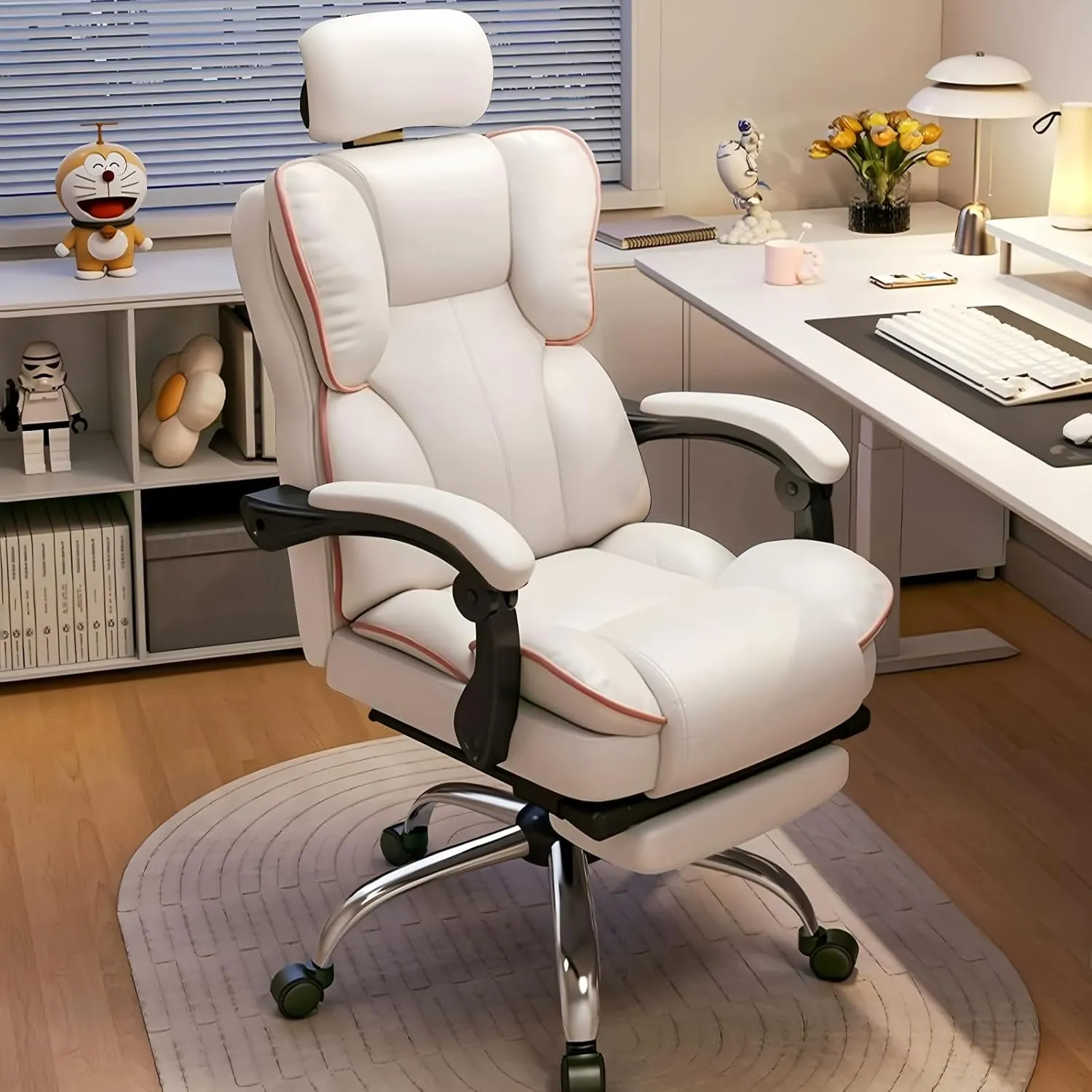 HDHDBA Executive Office Chair High Back Adjustable Home Computer Chairs Big and Tall Desk Chair Back Support Swivel PU Leather Chair with Lumbar Support