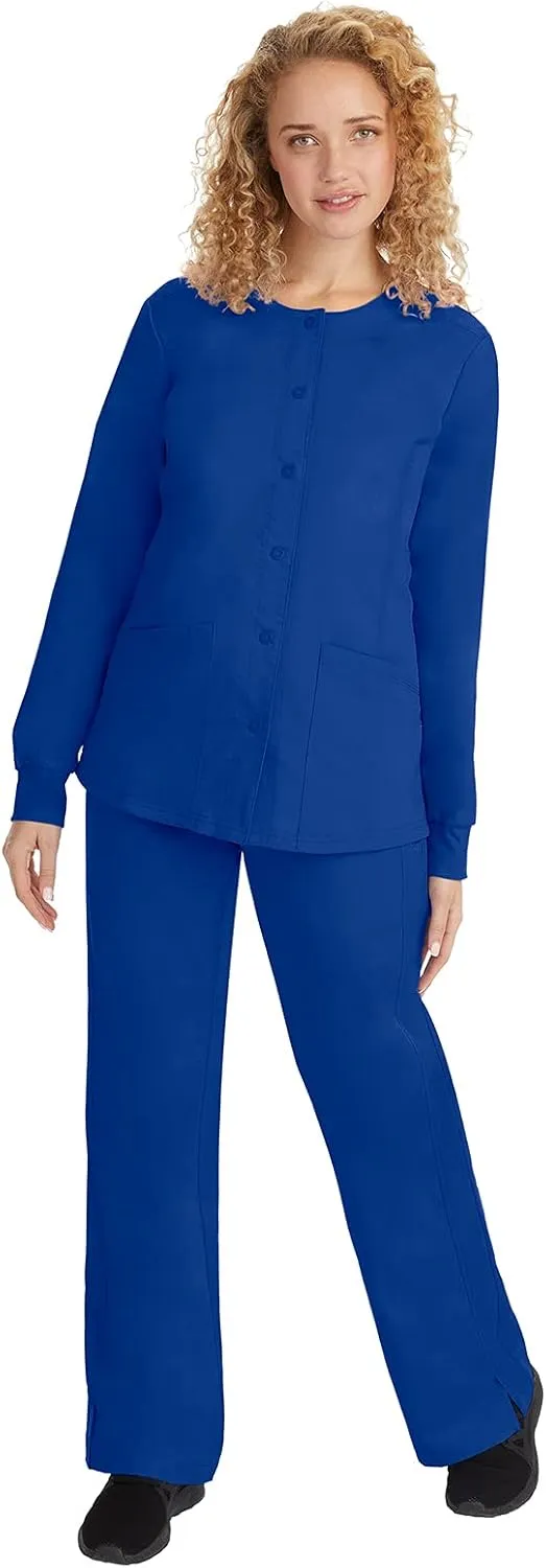 Healing Hands Women's Snap Front Scrub Jacket Daisy 2-Way Stretch Uniform 5063