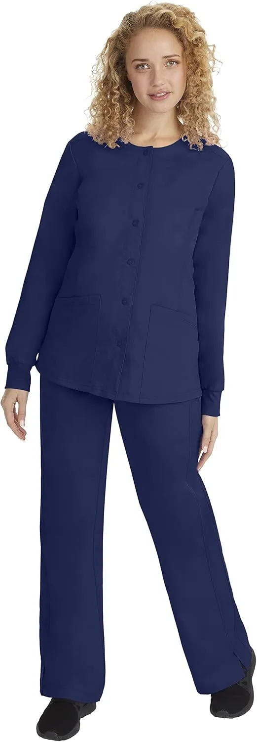 Healing Hands Women's Snap Front Scrub Jacket Daisy 2-Way Stretch Uniform 5063