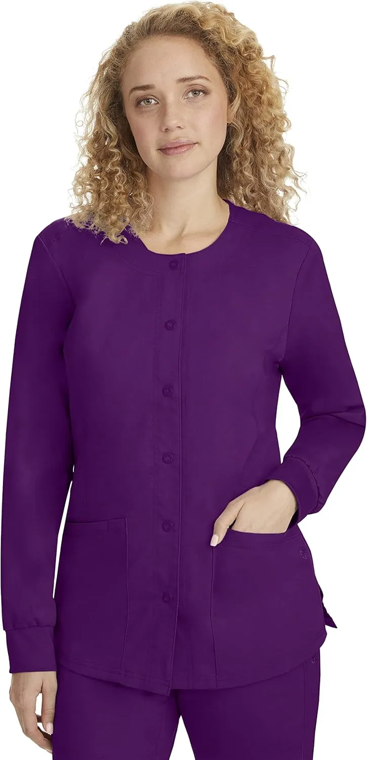 Healing Hands Women's Snap Front Scrub Jacket Daisy 2-Way Stretch Uniform 5063