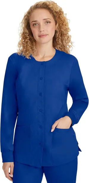 Healing Hands Women's Snap Front Scrub Jacket Daisy 2-Way Stretch Uniform 5063