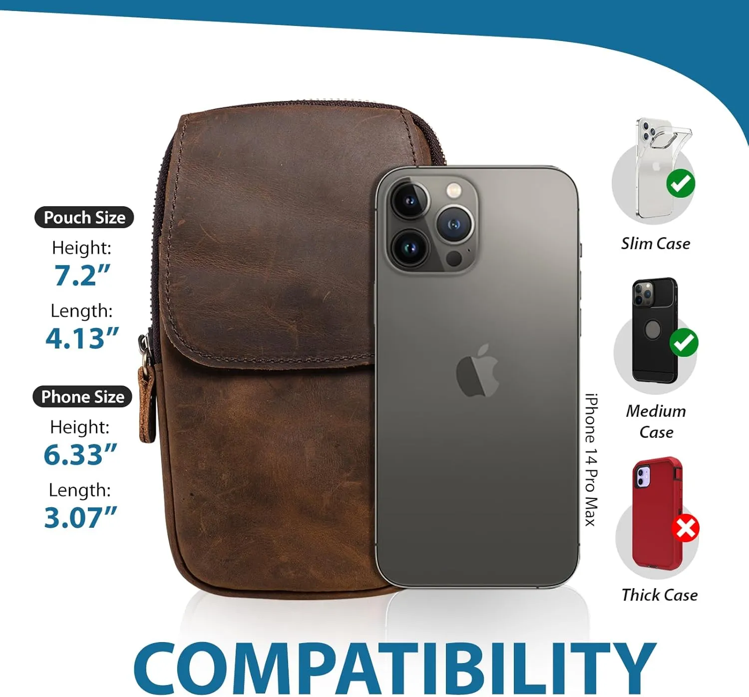 Hengwin Leather Men Cell Phone Holster Wallet Case with Belt Clip Travel Messenger Bag Waist Pouch Crossbody Purse Fits for iPhone 16 Pro Max 15 Pro Max Samsung Galaxy S25 Ultra S24  S23  (Coffee)