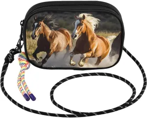 Herd Horses River Crossbody Bags for Women Cell Phone Purses Women's Shoulder Handbag Wallet Purse with Rope Pendant