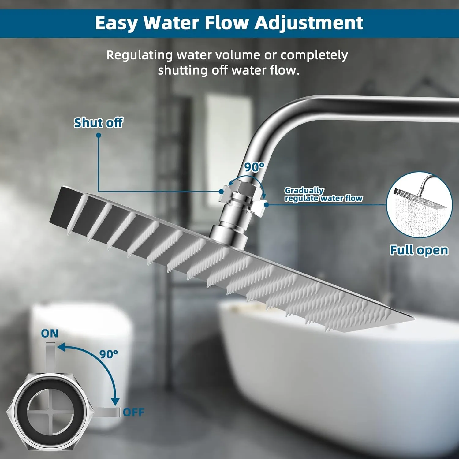 Hibbent All Metal 2 Pack Shower Head Flow Control Valve, G1/2 Brass Shut-off Valve with Metal Handle Lever, Shut OFF Water Flow Control Regulator for Handheld Shower, or Bidet Sprayer, Chorme