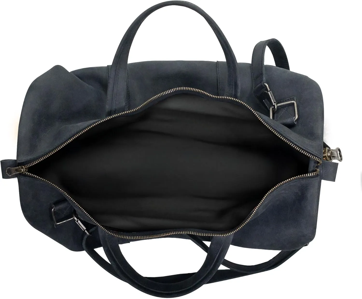 Hide & Drink, Luggage Duffle Bag with Detachable Shoulder Strap, Inner Keyring Holder, Messenger Bag, Travel Bag, Full Grain Leather, Handmade, Charcoal Black