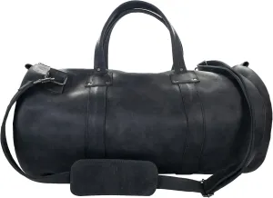 Hide & Drink, Luggage Duffle Bag with Detachable Shoulder Strap, Inner Keyring Holder, Messenger Bag, Travel Bag, Full Grain Leather, Handmade, Charcoal Black