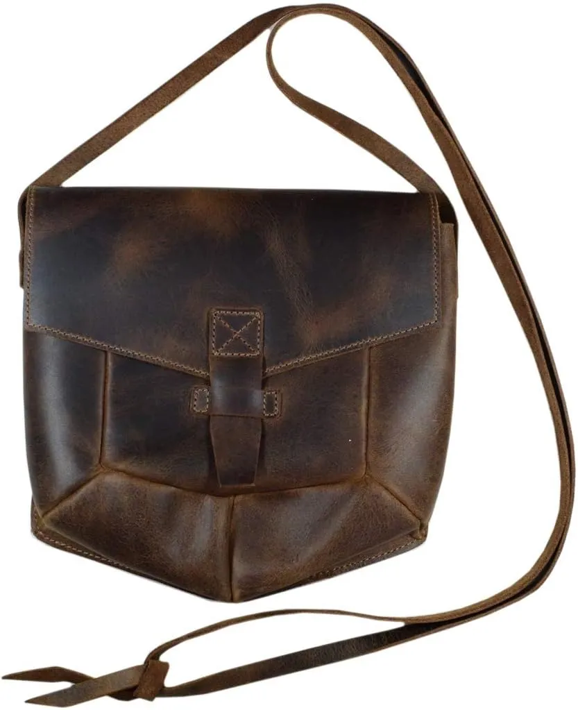 Hide & Drink, Prisma-Shaped Shoulder Bag, Vintage Purse, Messenger and Crossbody Bag, Full Grain Leather, Handmade