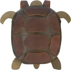 Hide & Play, Turtle-Shaped Backpack, Casual Bag, Messenger Bag, Travel Bag for Men and Women, Full Grain Leather, Handmade, Peat Moss