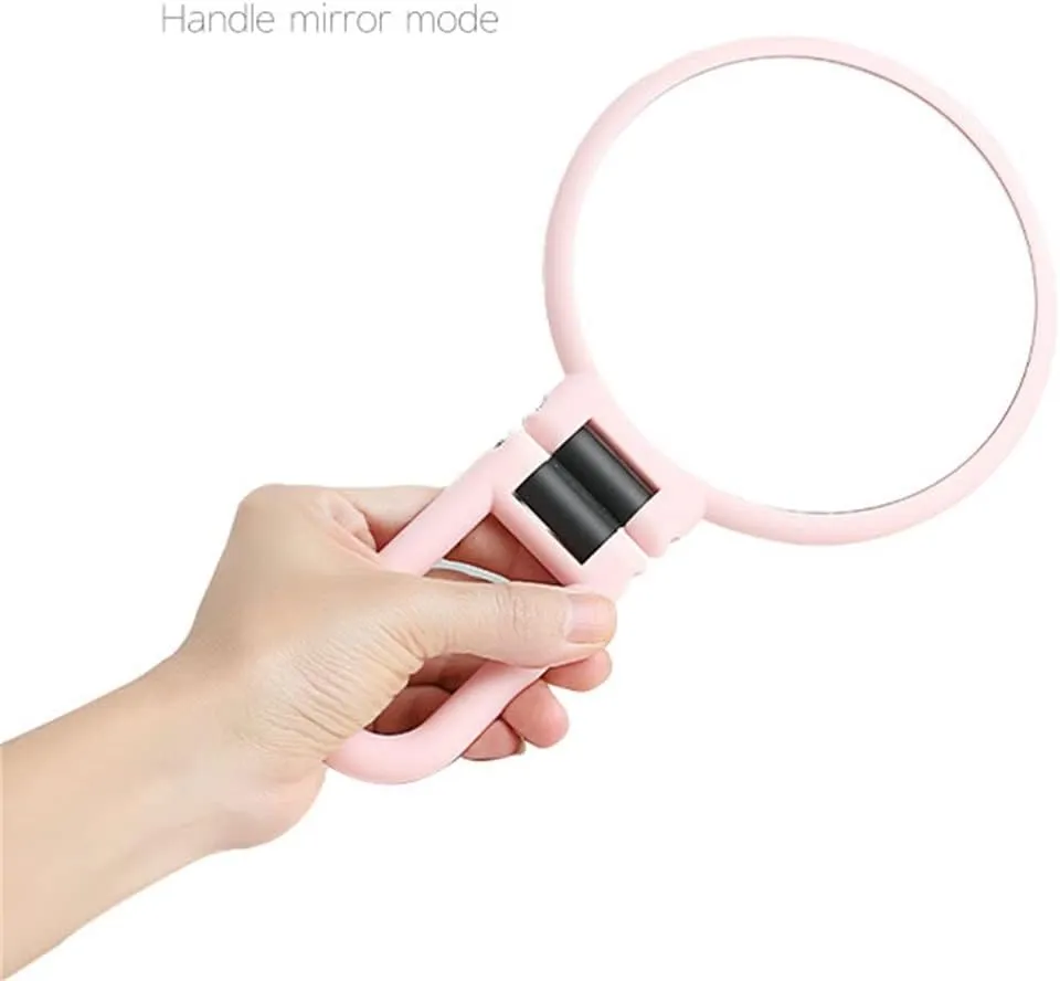 High definition double-sided makeup mirrors handheld desktop dressing handle mirrors portable foldable beauty mirrors 10x magnification