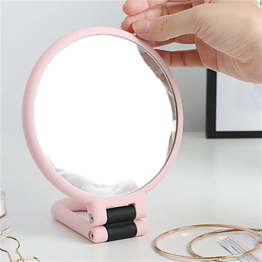 High definition double-sided makeup mirrors handheld desktop dressing handle mirrors portable foldable beauty mirrors 10x magnification