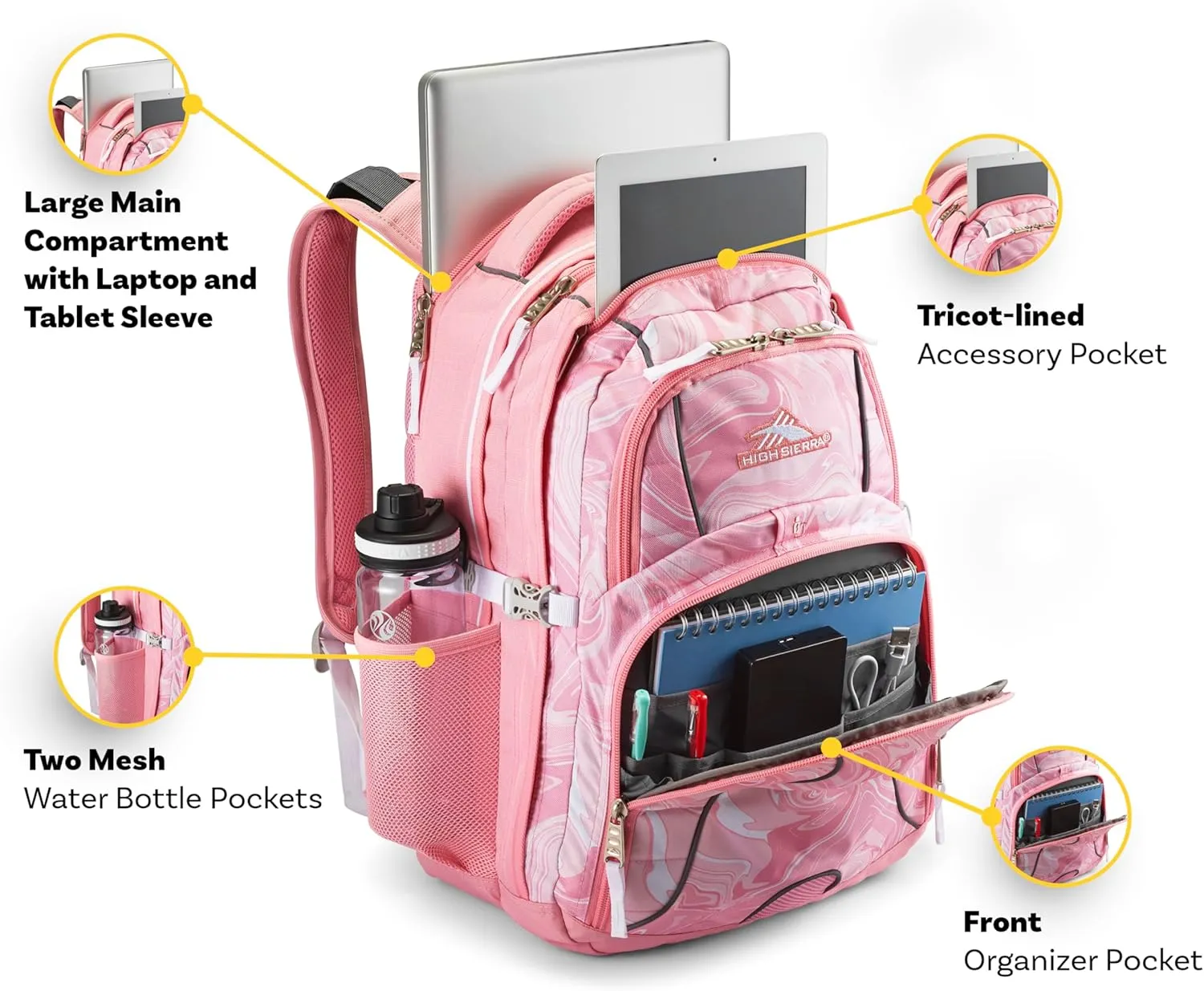High Sierra Swerve Laptop Backpack, Black, One Size