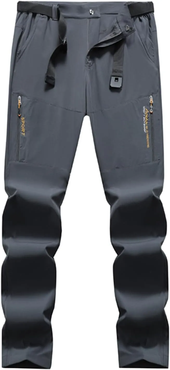 Hiking Pants Men with Belt 5 Pockets Waterproof Lightweight Quick Dry Travel Fishing Workout Outdoor Pant Active Wear