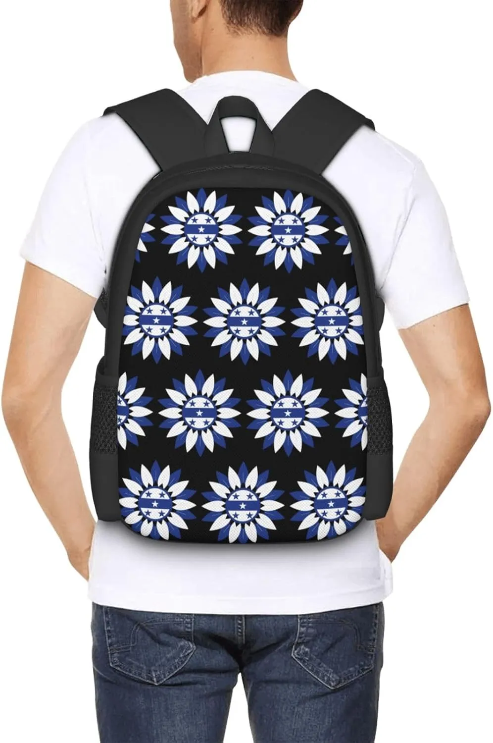 Honduras Sunflower Flag Casual Backpack Large Capacity Backpacks 15 Inch Laptop Back Pack Travel Rucksack Daypack Commuter Bags with Adjustable Strap for Camping