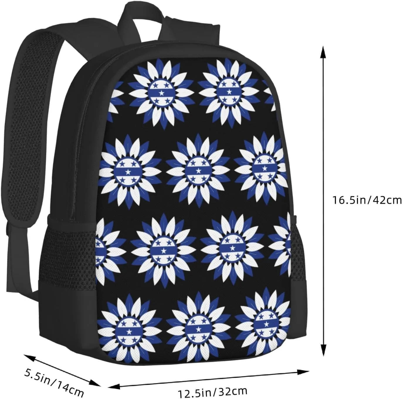Honduras Sunflower Flag Casual Backpack Large Capacity Backpacks 15 Inch Laptop Back Pack Travel Rucksack Daypack Commuter Bags with Adjustable Strap for Camping