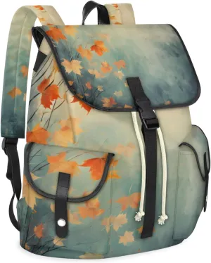 Honeybaby Vintage Waterproof Laptop Backpack for Men/Women Travel Essentials Backpack Expandable Carry On Bag with Anti-Theft Compartment Fits 15" Notebook Fall Maple Leaves