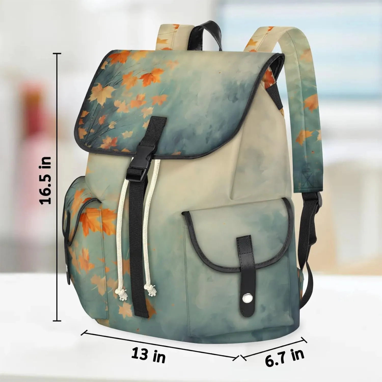 Honeybaby Vintage Waterproof Laptop Backpack for Men/Women Travel Essentials Backpack Expandable Carry On Bag with Anti-Theft Compartment Fits 15" Notebook Fall Maple Leaves