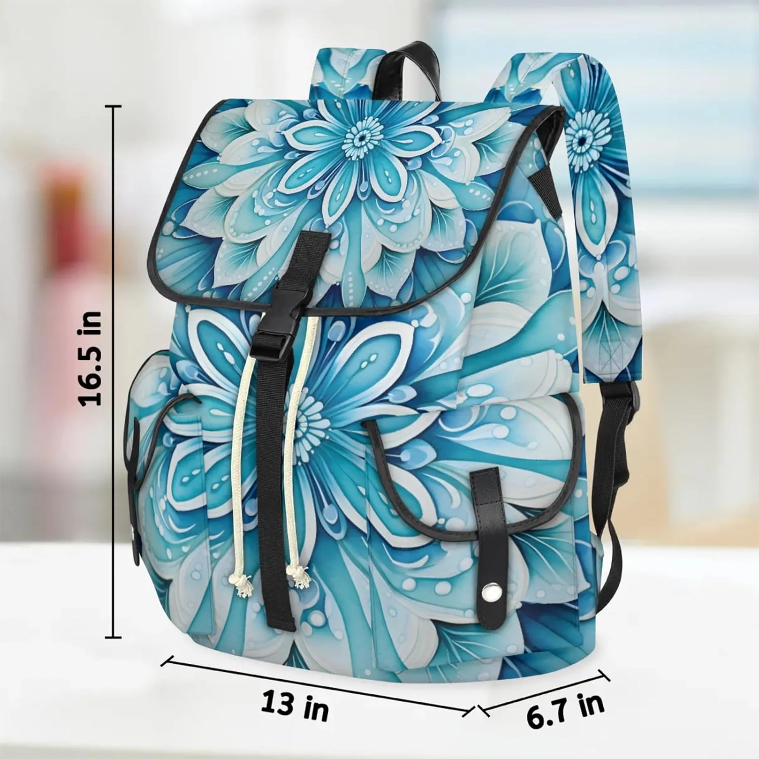 Honeybaby Vintage Waterproof Laptop Backpack for Men/Women Travel Essentials Backpack Expandable Carry On Bag with Anti-Theft Compartment Fits 15" Notebook Floral Design
